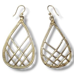 Noonday Collection Gold Tone Openwork Teardrop Statement Dangle Earrings